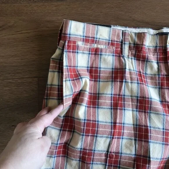 Banana Republic Mens Shorts Sz 38 Red Plaid Shorts Cotton Orange Preppy NEW - Picture 16 of 16
